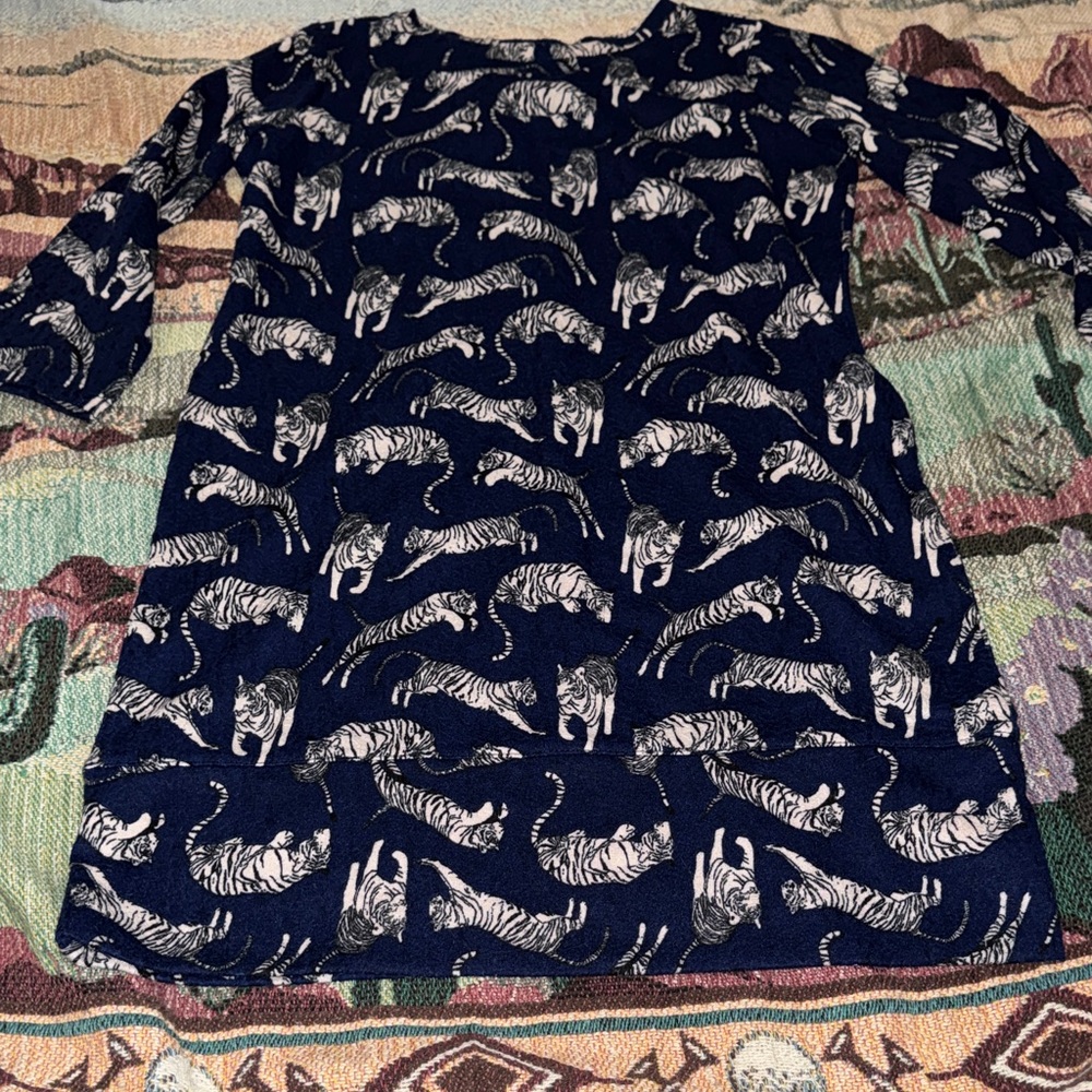 Navy Dress with White Tiger Print